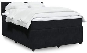vidaXL Pat box spring cu saltea, negru, 160x200 cm, catifea