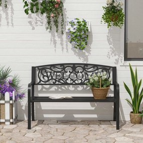 Outsunny banca de gradina cu 2 locuri din metal negru, Design Vintage, 127x60x87cm | AOSOM RO