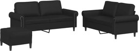 vidaXL Set de canapele cu perne, 3 piese, negru, piele ecologică