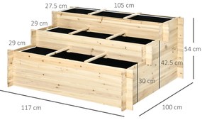 Outsunny Pat de Grădină Înălțat cu 9 Grile de Cultivare și 3 Niveluri, Țesătură Netesută pentru Legume și Flori, Interior și Exterior | Aosom Romania