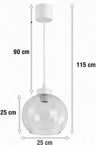 Brilagi - Lustră LED suspendată pe cablu RETRO GLASS 1xE27/60W/230V diam. 25 cm alb/transparent