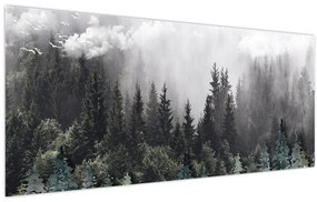 Tablou - Pădure cu elemente ilustrate (120x50 cm)