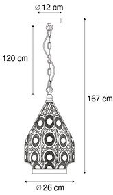 Lampă suspendată orientală aurie 26 cm - Mowgli