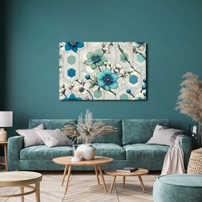 Tablou flori elegante pe fundal geometric