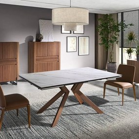 Masa extensibila deosebita design LUX Walnut-Marble 180-260x90cm