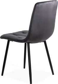 Scaun living din catifea cu cadru negru BUC 210 gri