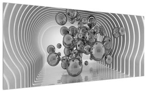 Tablou abstract albnegru -buline (120x50 cm), în 40 de alte dimensiuni noi