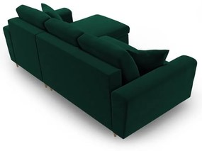 Colțar verde extensibil, cu spațiu de depozitare cu tapițerie din catifea Kyoto – Cosmopolitan Design