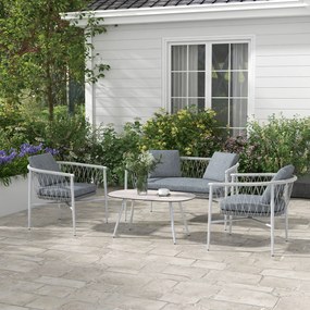 Outsunny Mobilier de grădină, 4 piese, Funcție de leagăn, Perne pentru șezut, Rattan PE, Cadru metalic, Gri | Aosom Romania