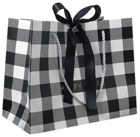 Saculet cadou CHARMBOX 18x16x10 cm, negru-alb