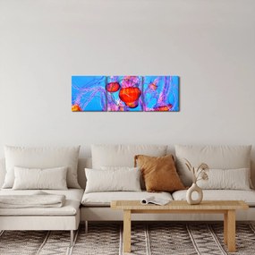 Tablou cu meduse în mare (cu ceas) (90x30 cm)