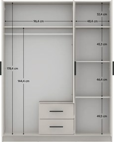 Dulap, cu trei uşi, caşmir, BENA 4