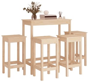 Set mobilier de bar, 5 piese, lemn masiv de pin
