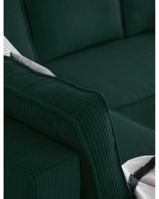 Colțar verde închis extensibil cu tapițerie din catifea reiată (cu colț pe partea stângă /în formă de "U") Brave Dave – Miuform
