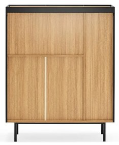 Comodă neagră înaltă cu aspect de lemn de stejar 95x120 cm Arista – Teulat