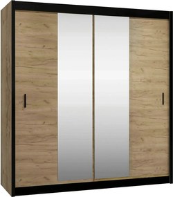 Dressing CRAFT, stejar craft/negru, PAL melaminat, 203x61x215 cm