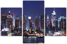 Tablou - Zgârie-nori din New York iluminate (90x60 cm)
