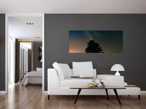 Tablou cu cerul nocturn și copaci (120x50 cm)