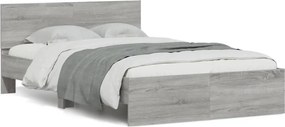 vidaXL Cadru de pat cu tăblie, gri sonoma, 120x190 cm