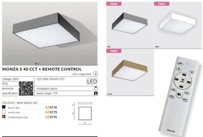 Plafoniera LED cu telecomanda MONZA S 40 CCT BK