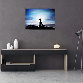 Tablou pe sticlă - Femaia meditând (70x50 cm)