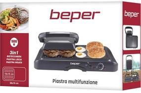 Resigilat: Gratar electric multifunctional Beper P101TOS501, 3in1, 1600W, Acoperire antiaderenta, Negru