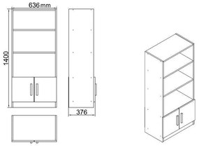 Set de mobilier de birou Linta, 140 x 74 x 60 cm, 5 piese