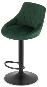 Scaun de bar verde KAST VELVET cu picior negru