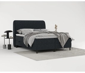 Pat boxspring negru cu spațiu de depozitare 140x200 cm Melba – Maison de Rêve