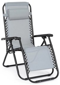 Set de 2 scaune tip sezlon pliabile si reglabile MORGAN gri deschis