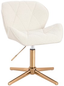 HR111CROSS Scaun Crem Boucle cu Bază Aurie
