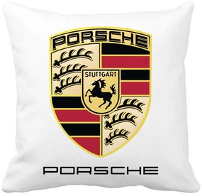 Perna Decorativa Patrata Porsche, 40x40 cm, Alba, Mata, Husa Detasabila, Burduf