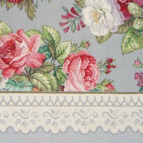 Traversa pentru masa tapițerie gri cu model romantic de flori țesute Latime: 40 cm | Lungime: 100 cm