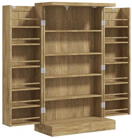 HOMCOM Bufet de bucătărie mobilier de bucătărie de depozitare cu 12 rafturi la uși rafturi reglabile 60 x 30 x 104 cm efect lemn natural | Aosom Romania