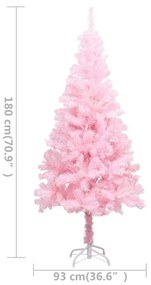 Brad de Craciun artificial cu LED-uri globuri roz 180 cm PVC pink and rose, 180 x 93 cm, 1
