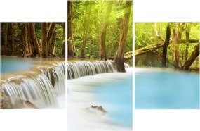 Tablou cu cascada Huai Mae Kamin în pădure (90x60 cm)