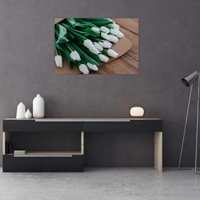 Tablou cu buchet de lalele albe (90x60 cm)