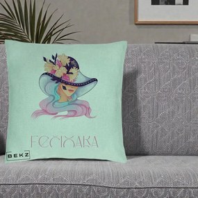 Perna Personalizata Zodie Fecioara, 40x40 cm, Verde Menta, Husa Detasabila, Perna Inclusa, BEKZ®