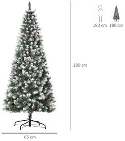 Brad de Craciun Artificial acoperit180cm cu Zapada Baza Detasabila 618 Ramuri, decoratiuni de Craciun HOMCOM | Aosom Romania