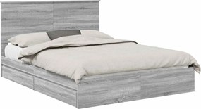 vidaXL Pat cu storage cu sertar Gri Sonoma 150 x 200 cm Lemn compozit