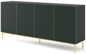 Comodă F 3D3S 200 Rowanna (Negru + Verde închis + Auriu). 1125076