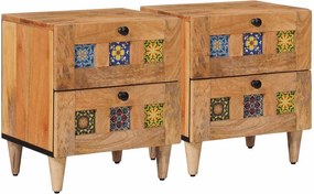 vidaXL Dulap de noapte cu sertar 2 pcs natural 40 x 33,5 x 46 cm