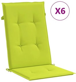 Perne scaun de gradina, 6 buc., verde aprins, 120x50x3 cm 6, verde aprins, 120 x 50 x 3 cm