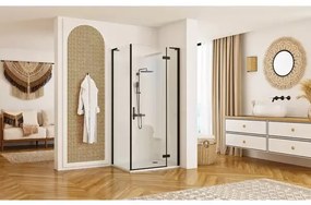 Cabina de dus dreptunghiulara Rea Hugo cu usa batanta 90x80 cm negru