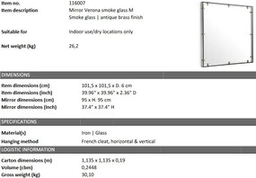 Oglinda decorativa LUX Verona M, alama antica 101x101cm 116007 HZ