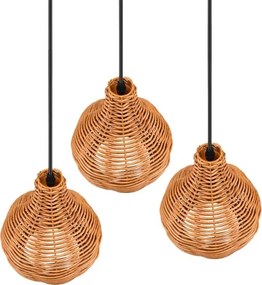 Reality - Lustră suspendată pe cablu SPROUT 3xE14/40W/230V maro/ratan