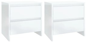 809858 vidaXL Noptiere 2 buc. alb extralucios 45x34,5x44,5cm lemn prelucrat