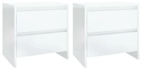 809858 vidaXL Noptiere 2 buc. alb extralucios 45x34,5x44,5cm lemn prelucrat