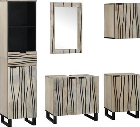 vidaXL Set de mobilier pentru baie cu ușă 5 pcs Maro Nuc Lemn compozit