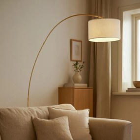 Lampă arcuită modernă bej cu abajur tip teddy - Vinossa
